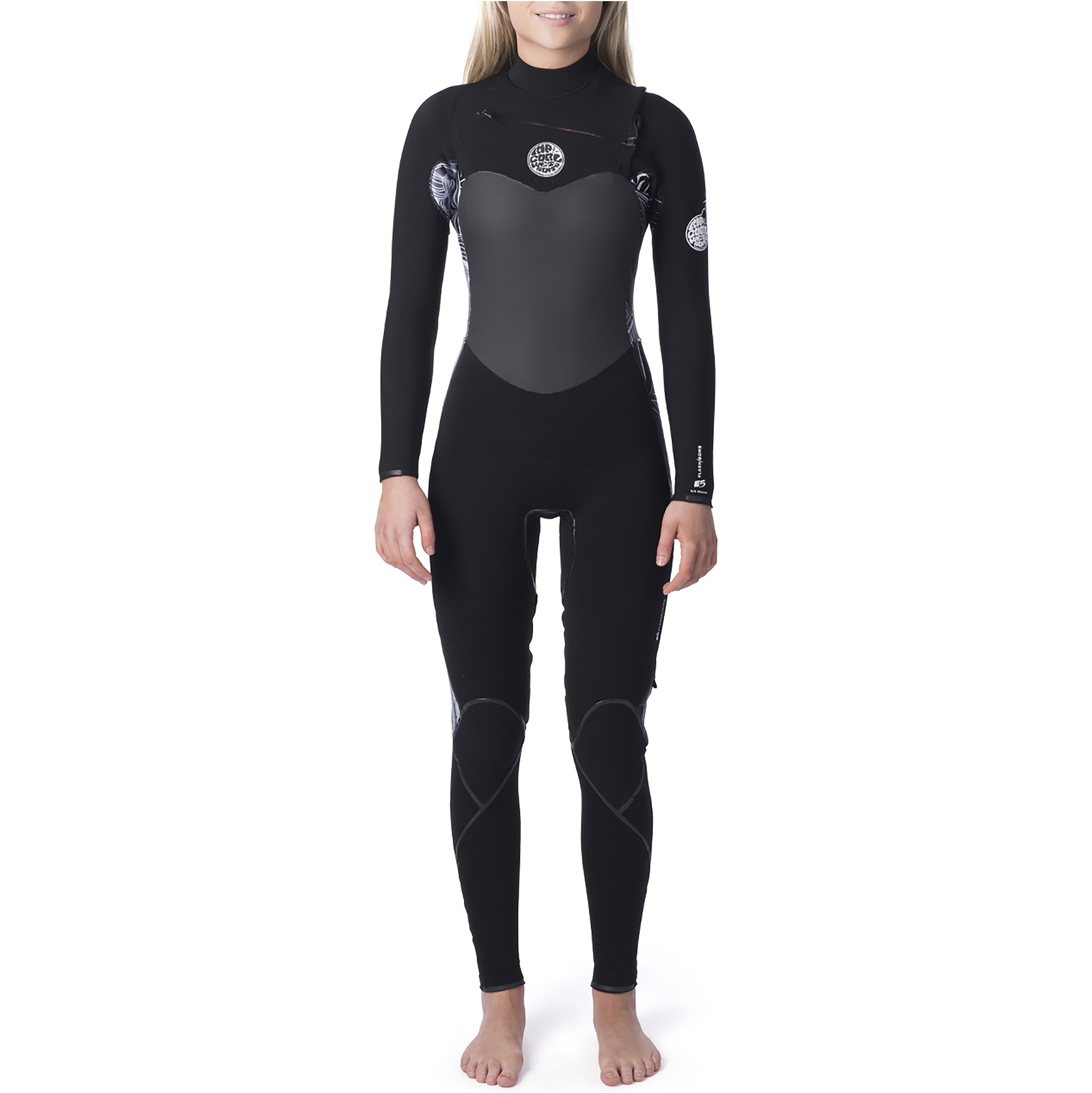 2020 Rip Curl Kvinders Flashbomb 5/3mm Chest Zip Våddragt Sort / Hvid Wst9gs